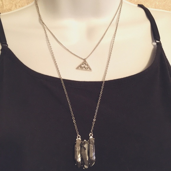 Gray Stone Necklace and Earrings Set - Picture 2 of 3