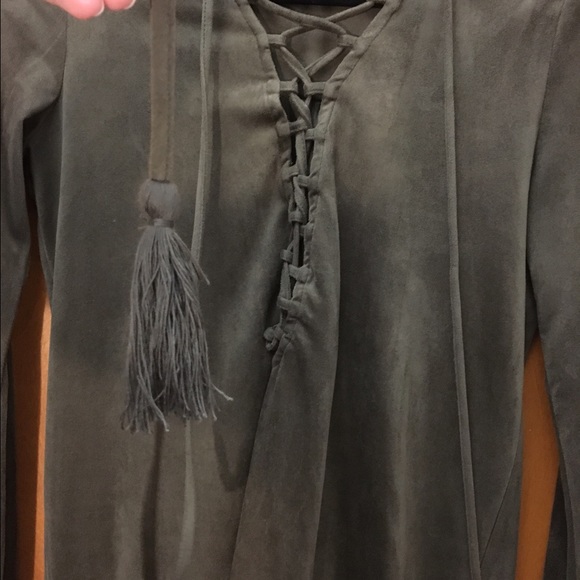 Dark green front lace suede festival dress! - Picture 3 of 3