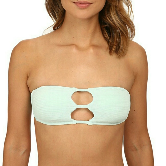Simple solid teal Volcom bikini top new
