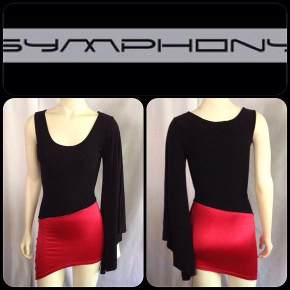 NWOT Symphony asymmetric one sleeve mini dress S