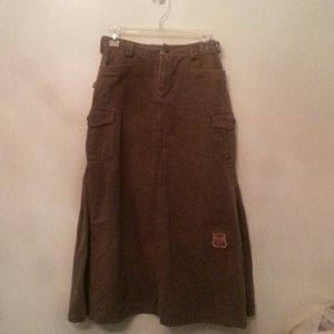 Long cargo style Jean skirt in green