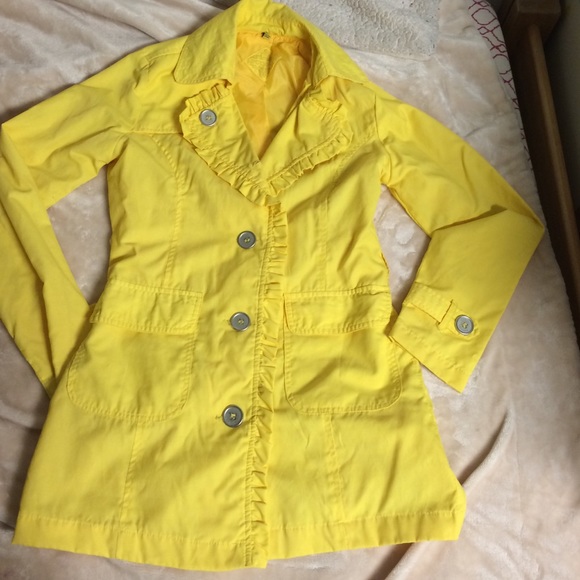 Bright yellow rain jacket