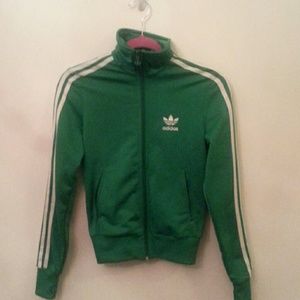Adidas Classic green track jacket is Size XS