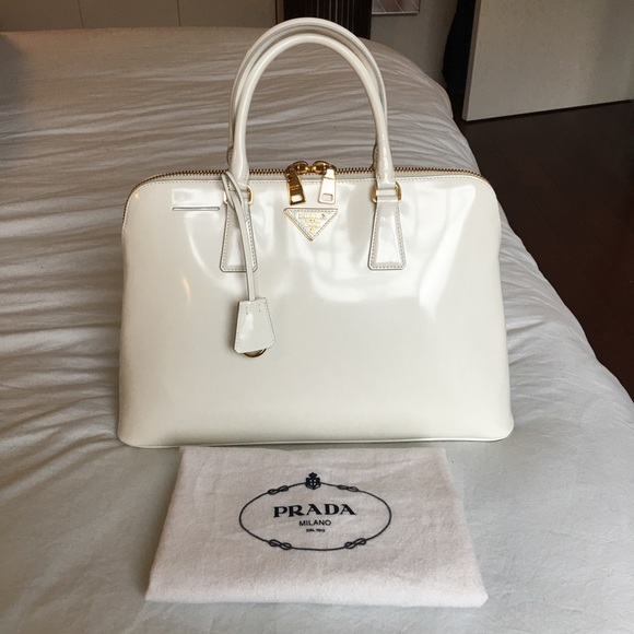 white patent leather bag