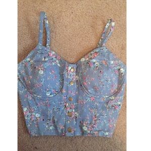 Floral button up crop top