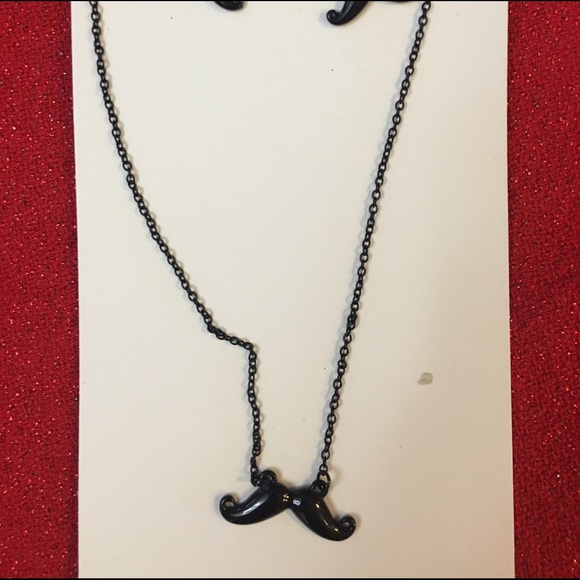 Mustache necklace and earrings
