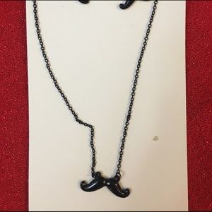 Mustache necklace and earrings