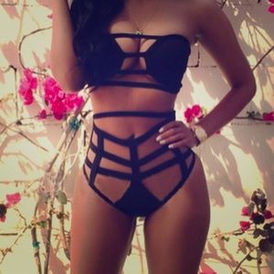 Two piece black swim suit