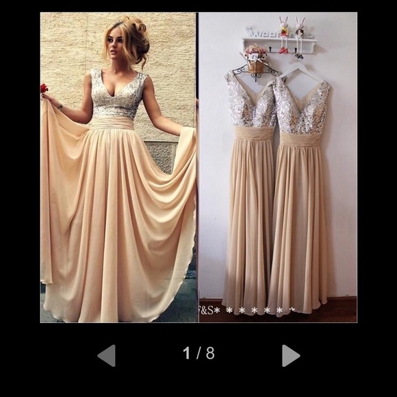 Silver and Champagne prom dress