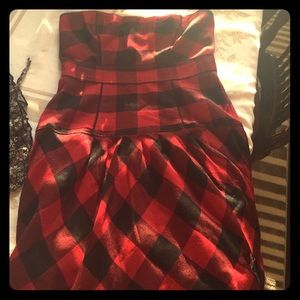 Strapless checkered dress