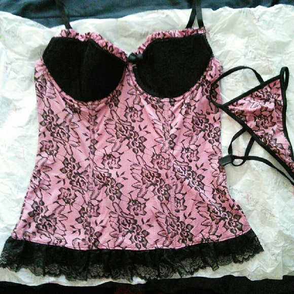 Pink and black Bustier