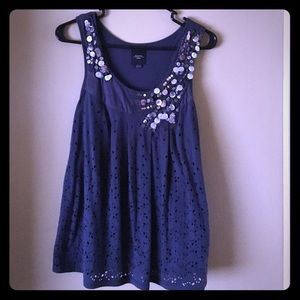 Anthropologie hand beaded and petal patterned tank