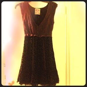 Knit Top Black Patterned Dress