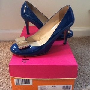 Kate Spade Cobalt Karolina patent pumps