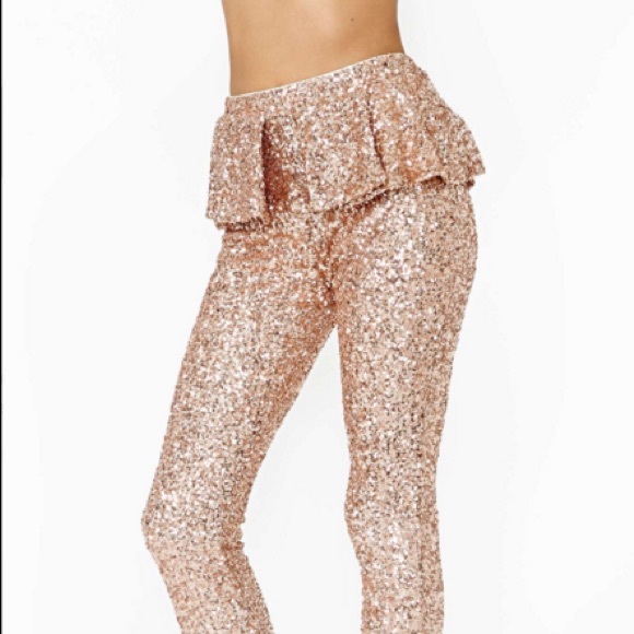 Nasty Gal Dream Sequence Rose Gold Pants