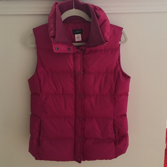 J. Crew Jackets & Blazers - J. Crew berry pink puffy vest! Warm!