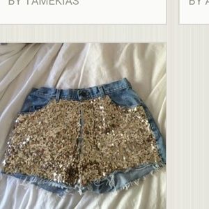 Vintage sequin denim shorts