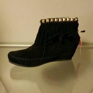 Soft Suede Ankle Bootie with hidden wedge heel.