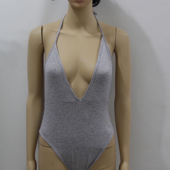 Gray Halter Bodysuit Sz Small - Picture 2 of 3