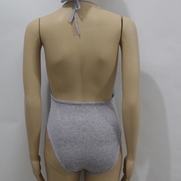 Gray Halter Bodysuit Sz Small - Picture 3 of 3