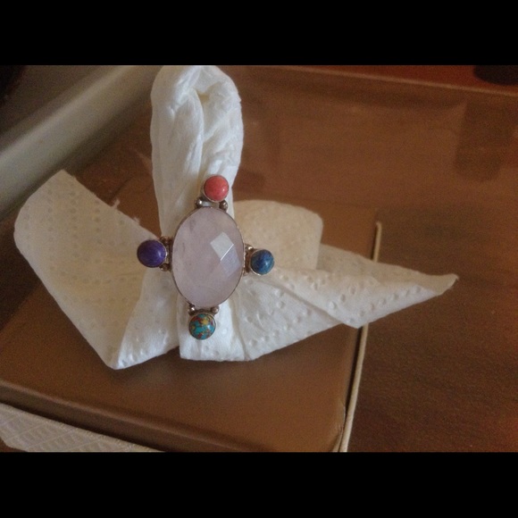 925 Solid Stunning Genuine Gemstone Ring - image 1