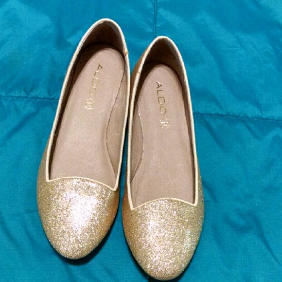 ALDO gold flats loafers