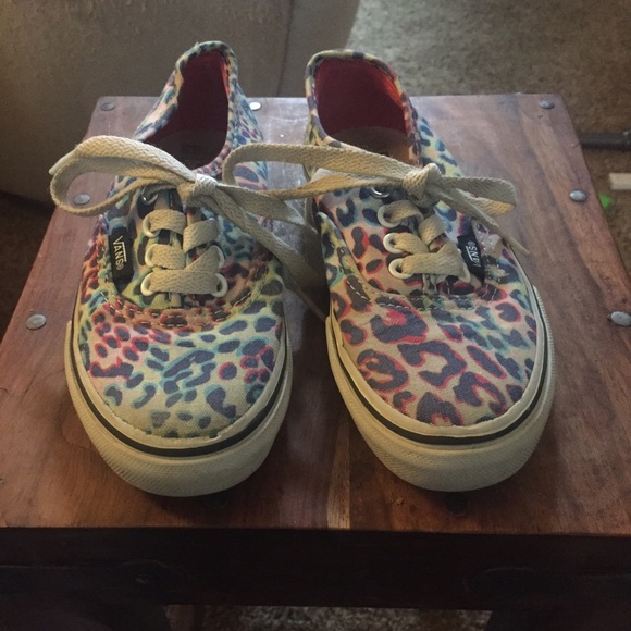 Girls rainbow cheetah print vans