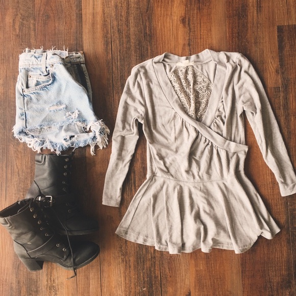 Lace Back Peplum Top