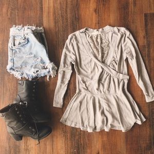 Lace Back Peplum Top