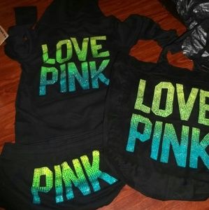 Victoria secret pink set hoodie shorts tote