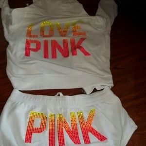 Victoria secret pink bling set hoodie shorts