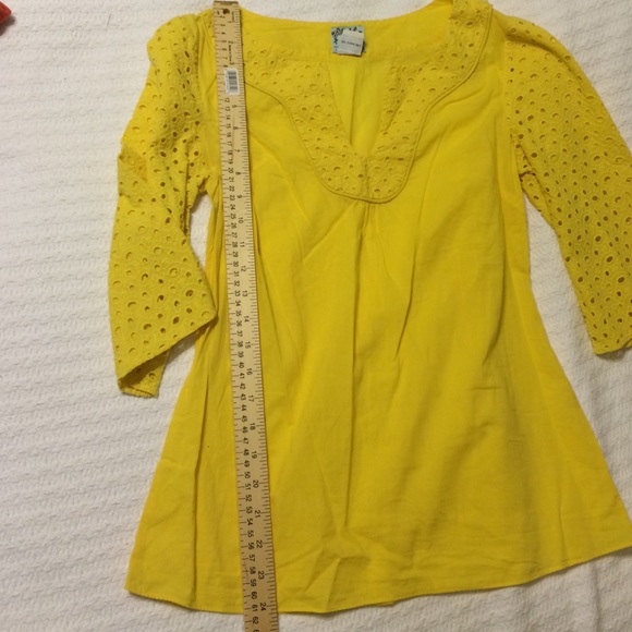 Anthropologie Tabitha yellow eyelet shirt sz 4 - Picture 4 of 4