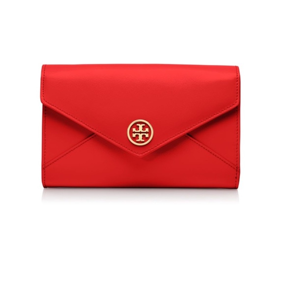 Tory Burch Handbags - SOLD Tory Burch envelope clutch in poppy NWT