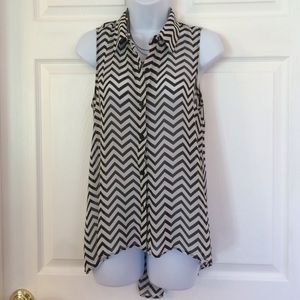 Sheer Sleeveless Chevron