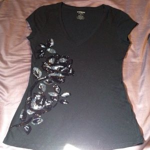 Express sequins v neck