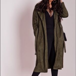 US Size 18 Green suede trench coat