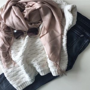 LOFT cream knit cropped sweater NWOT