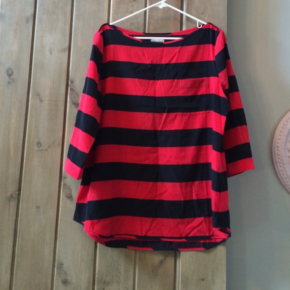 Gap Maternity Navy & Red Striped Blouse