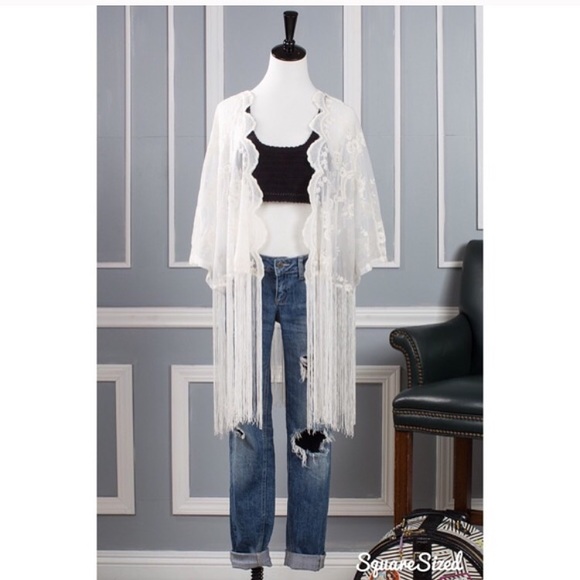 Sheer Fringed Kimono - Picture 1 of 5