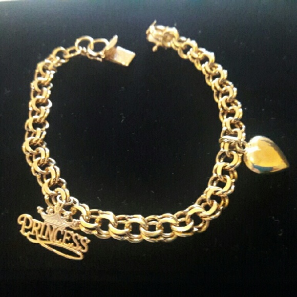 STUNNING LADIES 14K CHARM BRACELET - Picture 1 of 4