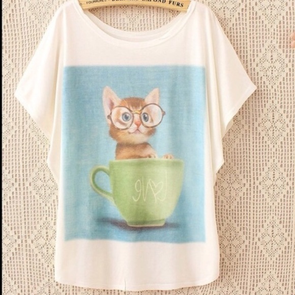 Posherpooch Tops - Animal Print Tee New ~Teacup Kitty~