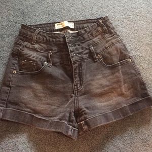 Cotton on high waisted black denim shorts