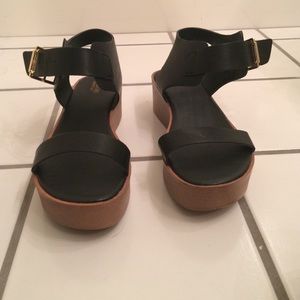 New black 70s platform sandals