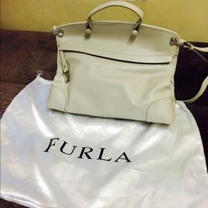 Furla large piper handbag in milk white