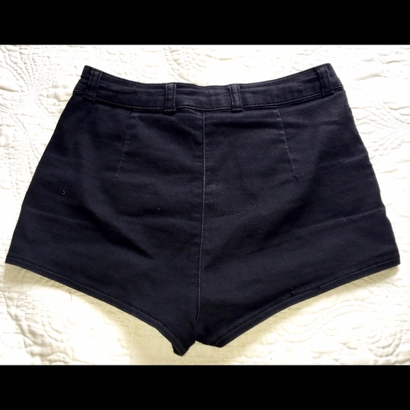 TOPSHOP Black Moto High Waisted Shorts - Picture 3 of 3