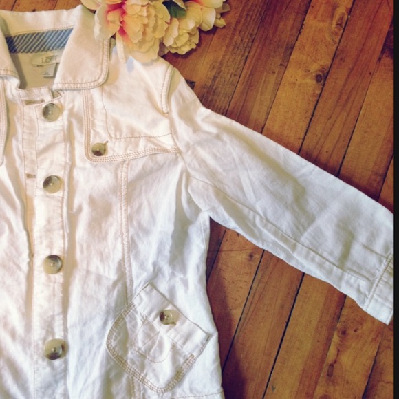 White Linen Jacket (LOFT) - Picture 1 of 3
