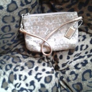Authentic Tri- Colored, Coach Pattern Wristlet