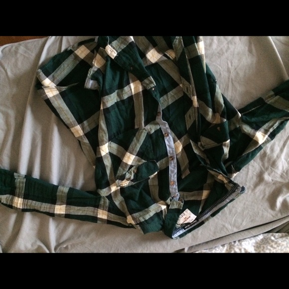 Check shirt green black white