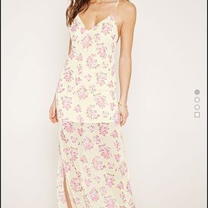 Yellow floral maxi dress forever21
