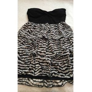 Black and white strapless dress